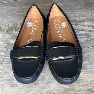 Calvin Klein Black Leather Loafers, Excellent Condition Women’s Sz 7.5